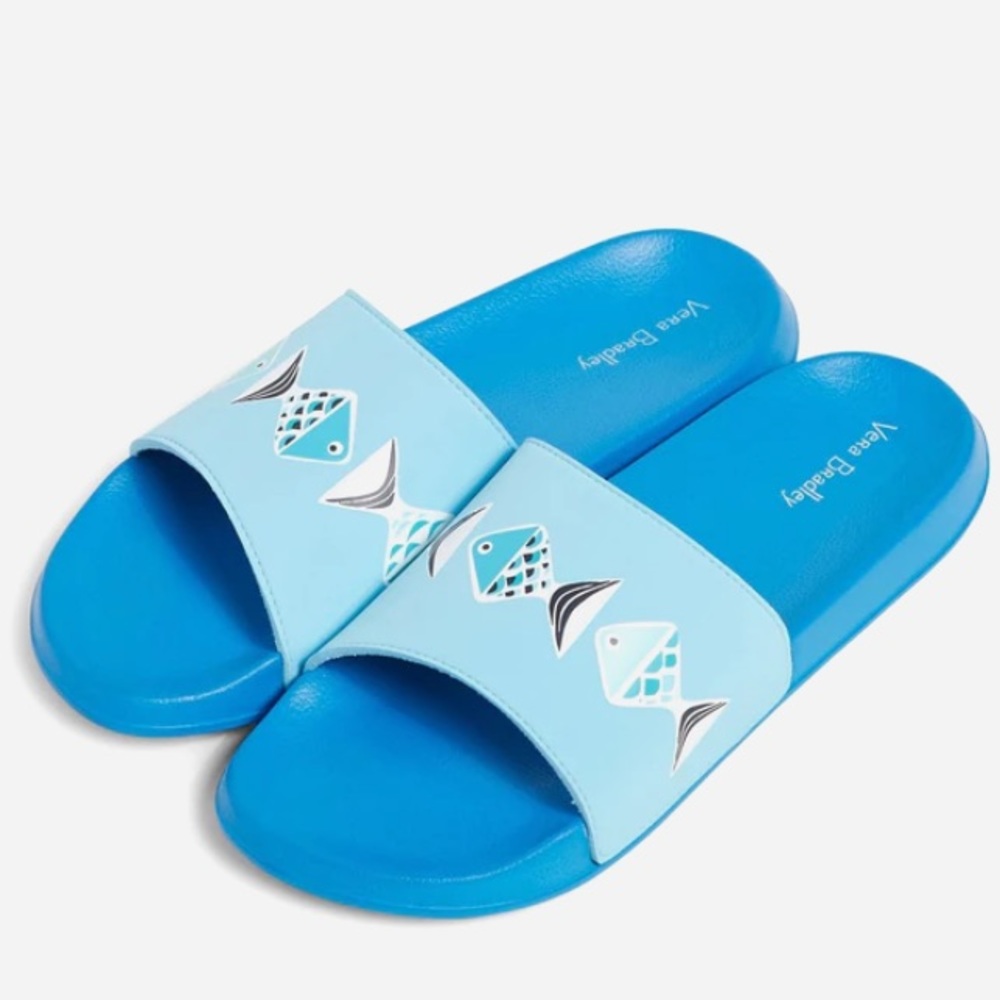 NWT Vera Bradley Go Fish Blue Beach Slides